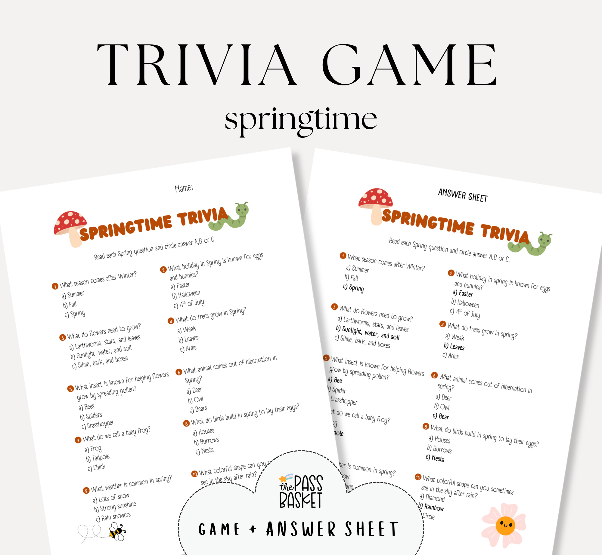 Spring Trivia Game & Answer Key