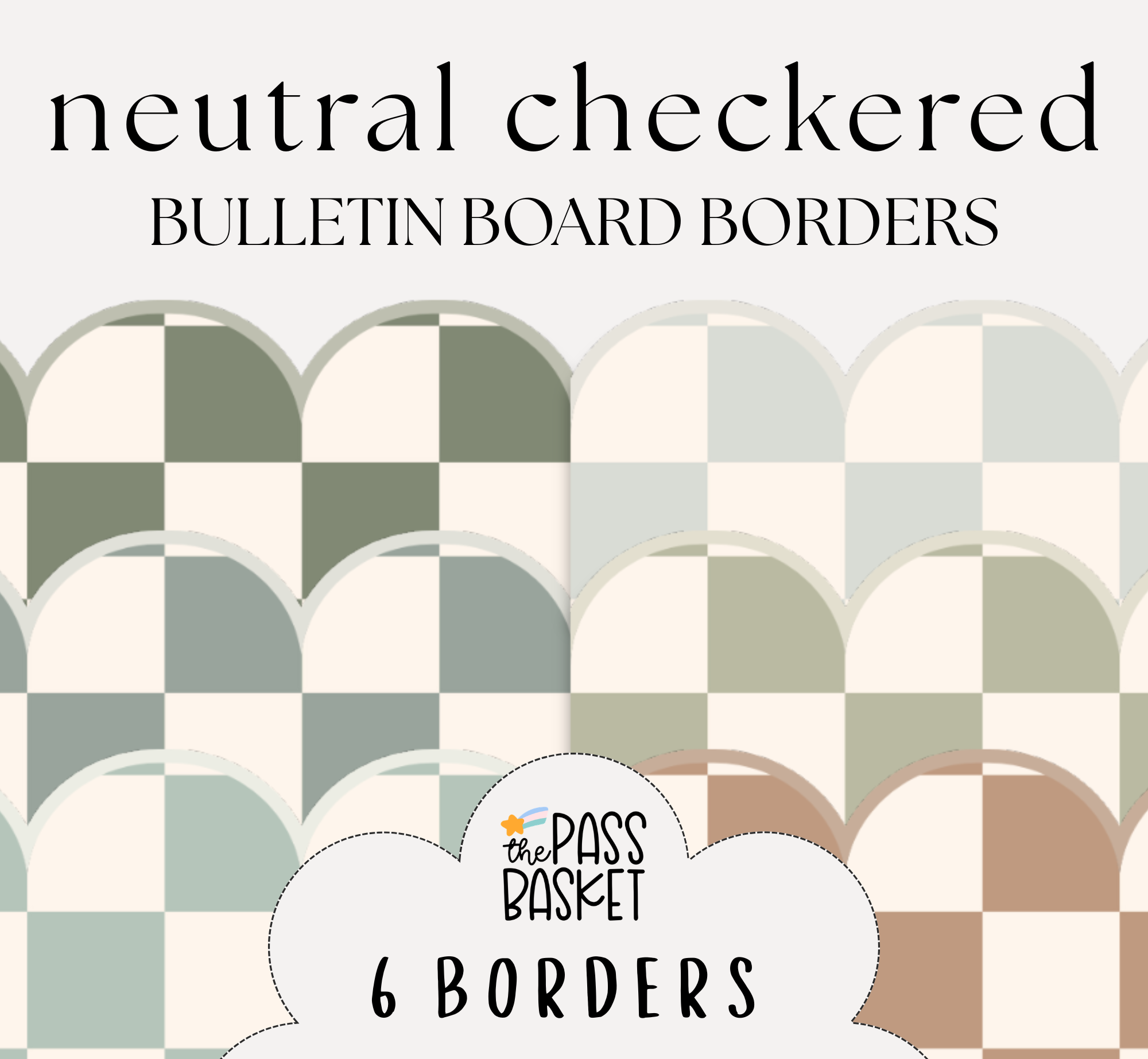 Neutral Checkered | Bulletin Board, Desk Strips & Whiteboard
