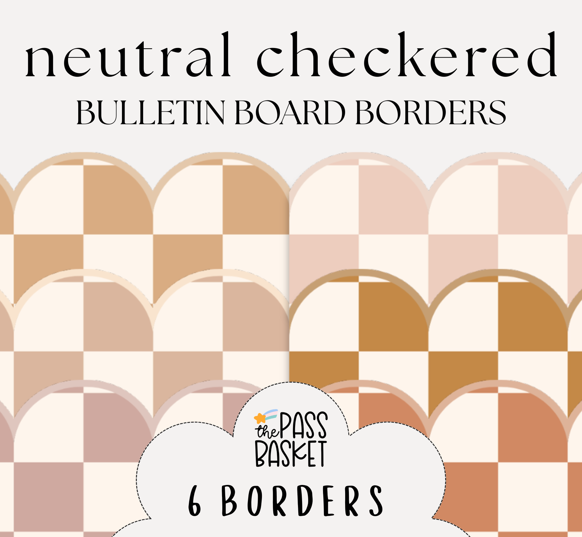 Neutral Checkered | Bulletin Board, Desk Strips & Whiteboard